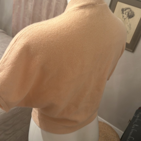 🎀 100% Cashmere cropped Sweater / tie front cardigan Baby Pink 🎀 - Picture 4 of 5